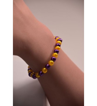 Bracelet en perles jaunes et violettes tendance et unique