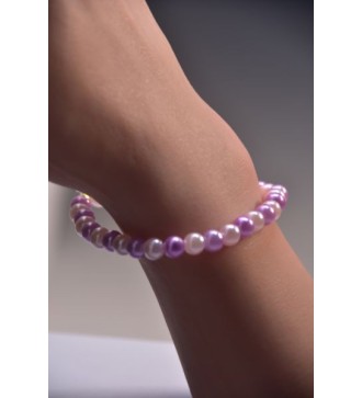 Bracelet en perles rose et violette , élégant et confortable