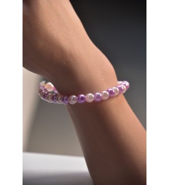 Bracelet en perles rose et violette , élégant et confortable