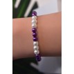 Bracelet Perle Enchanteur en perles violettes et blanches élégant