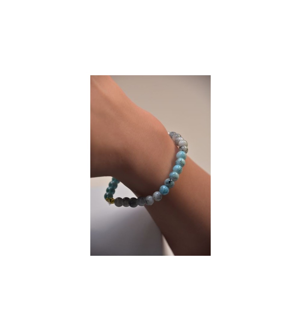 Bracelet en perles bleu et gris , élégant et tendance