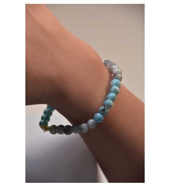 Bracelet Perles du Pacifique en bleu et gris élégant et tendance