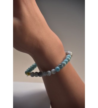 Bracelet en perles bleu et gris , élégant et tendance