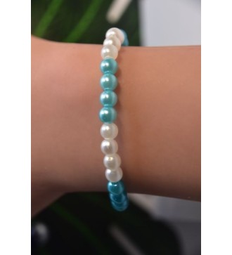 Bracelet e perles blanches et bleues , élégant et confortable