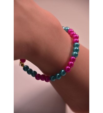 Bracelet en perle fuchsia et bleu azur élégant et unique