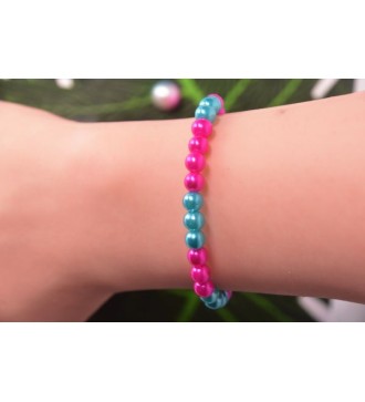 Bracelet en perle fuchsia et bleu azur élégant et unique