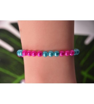Bracelet en perle fuchsia et bleu azur élégant et unique