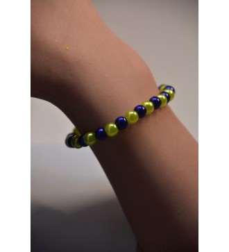 Bracelet en perles bleu nuit et jaune citron élégant