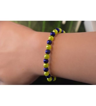 Bracelet en perles bleu nuit et jaune citron élégant