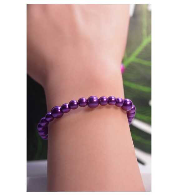Bracelet Unicolore en perles violettes brillantes chic et élégant