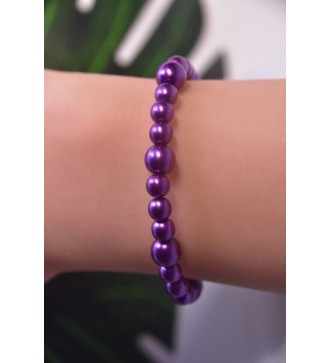 Bracelet en perles violettes brillantes , chic et confortable