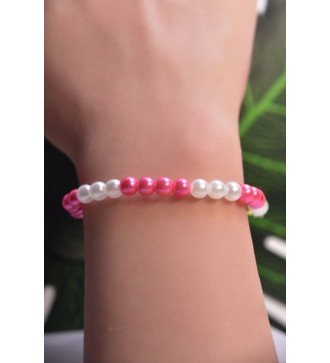 Bracelet en perles roses et blanches , chic et confortable
