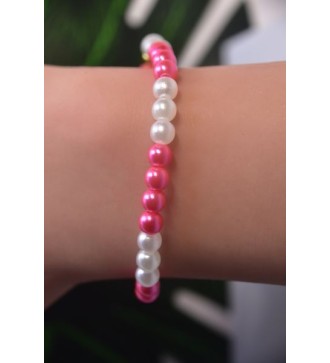 Bracelet en perles roses et blanches , chic et confortable