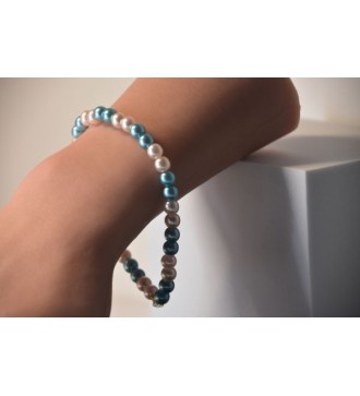 Bracelet en perles rose pâle et bleu clair , chic et confortable