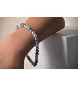 Bracelet Baiser de Brise en perles rose pâle et bleu clair