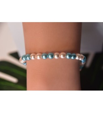 Bracelet en perles rose pâle et bleu clair , chic et confortable