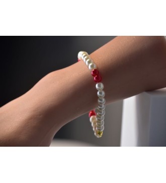 Bracelet en perles blanches et rouges élégant et confortable