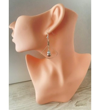 Boucles d'oreilles pendantes en balance - Argent et bleu