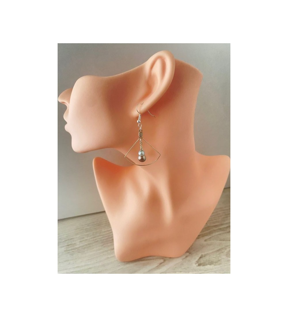 Boucles d'oreilles pendantes en balance - Argent et bleu