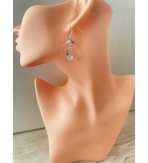 Bijou Diamant Enveloppé – Boucles pendantes en argent 925 et pierre brillante