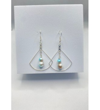 Boucles d'oreilles pendantes en balance - Argent et bleu