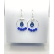 Diamant des Mers – Boucles d’oreilles créoles en acier inoxydable argenté avec perles bleu profond Diamant des Mers – Boucles d’oreilles créoles en acier inoxydable argenté avec perles bleu profond