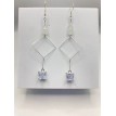 Diamant Givré – Boucles d’oreilles pendantes en acier inoxydable argenté 
