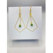 Éclat de Fée – Boucles d’oreilles pendantes géométriques plaqué or 24K avec pierre verte  Éclat de Fée – Boucles d’oreilles pendantes géométriques plaqué or 24K avec pierre verte