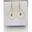 Éclat de Fée – Boucles d’oreilles pendantes géométriques plaqué or 24K avec pierre verte  Éclat de Fée – Boucles d’oreilles pendantes géométriques plaqué or 24K avec pierre verte