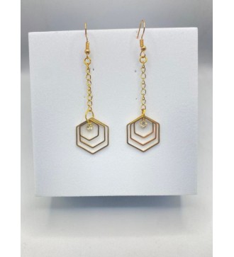 Boucles d'oreilles pendantes géométriques acier doré
