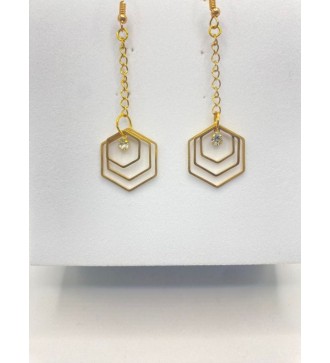 Boucles d'oreilles pendantes géométriques acier doré