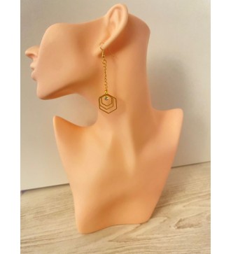 Boucles d'oreilles pendantes géométriques acier doré