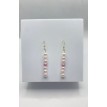 Tige Colorée – Boucles pendantes perles rose pâle et violette en acier inoxydable doré