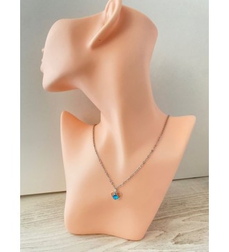 Collier argenté coeur avec pierre turquoise - Elégance unique !