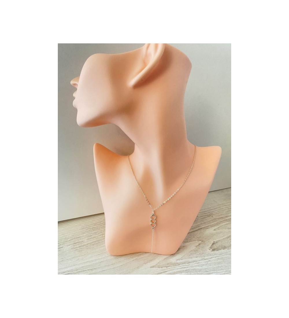 Collier argenté trio de cœurs en acier inoxydable - Elégant