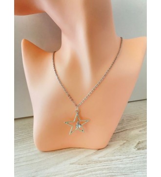 Collier étoile argenté en acier inoxydable - Elégant