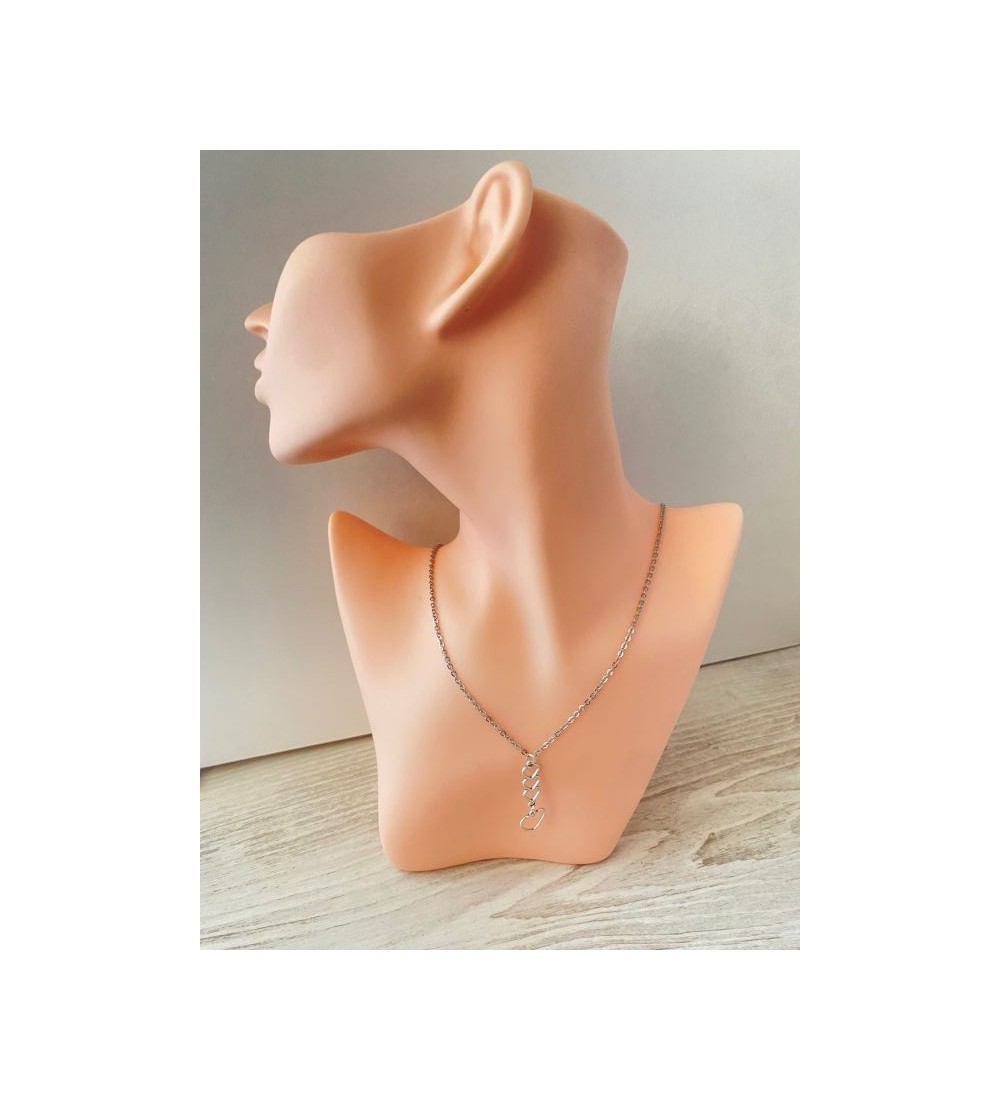Collier coeur en cascade argenté - Elégance intemporelle