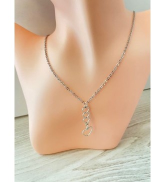 Collier coeur en cascade argenté - Elégance intemporelle