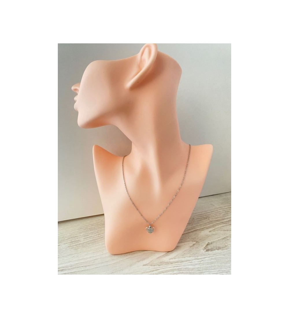 Collier argenté double cœur " Fait main avec amour " élégant