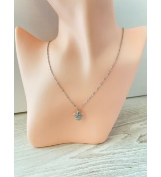 Collier argenté double cœur " Fait main avec amour " élégant