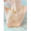 Doubles Chaînes – Collier en acier inoxydable plaqué or 24K avec pendentif papillon en strass  Doubles Chaînes – Collier en acier inoxydable plaqué or 24K avec pendentif papillon en strass