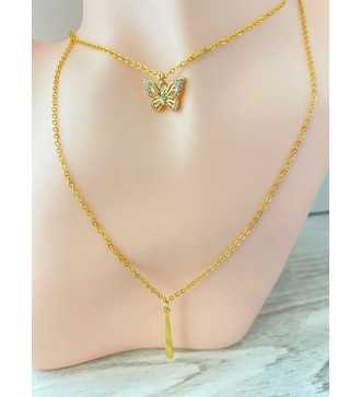 Doubles Chaînes – Collier en acier inoxydable plaqué or 24K 