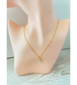 Collier or avec pendentif trèfle doré en strass - élégant