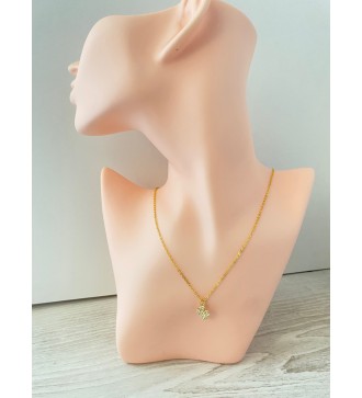 Collier or avec pendentif trèfle doré en strass - élégant