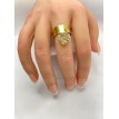 Trèfle Doré – Bague ajustable en acier inoxydable plaqué or 24 K avec pendentif Trèfle Doré – Bague ajustable en acier inoxydable plaqué or 24 K avec pendentif