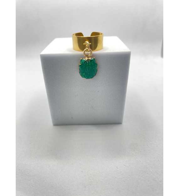 Coquillage Marin – Bague ajustable plaqué or 24 K avec pendentif 