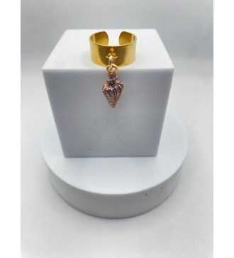 Crustacé – Bague ajustable avec pendentif coquillage violet 