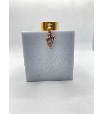 Bague ajustable or avec pendentif coquillage violet pailleté