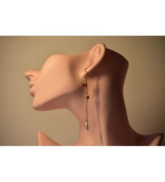 Élégance Enchanté – Boucles d’oreilles pendantes plaqué or 24K 