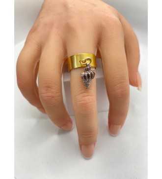 Crustacé – Bague ajustable avec pendentif coquillage violet 